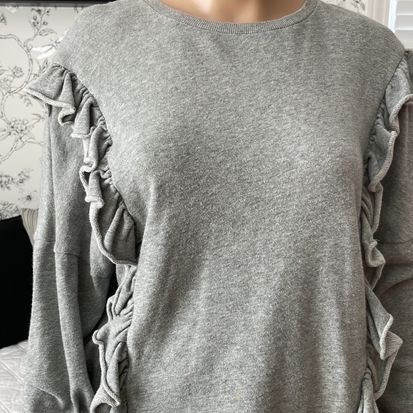 Oversized Gray Ruffle Sweatshirt - Picture 2 of 3